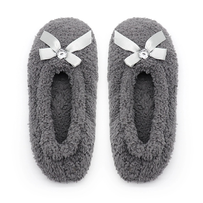 Bowknot sweet faux fur ballet slippers dancing shoe slippers