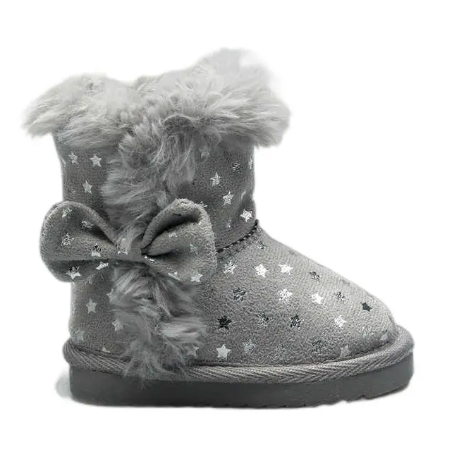 Bow style glitter printing cute warm winter kids snow boot