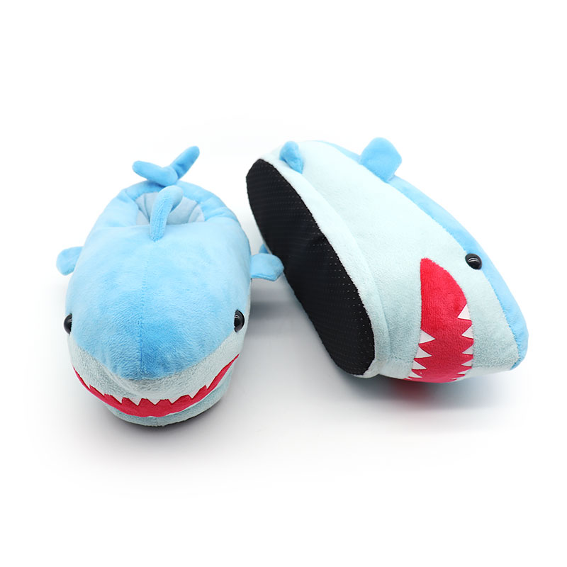 Animal soft shark plush indoor slippers