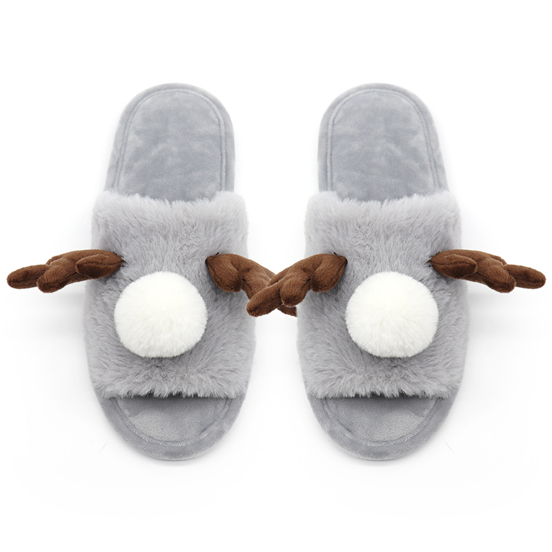 Christmas floor slippers reindeer autumn winter open-toe home slippers