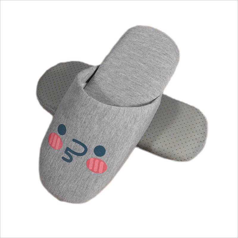 Closed toe spa washable linen grey hotel slippers