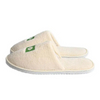 Light yellow monogram embroidered logo hotel slippers