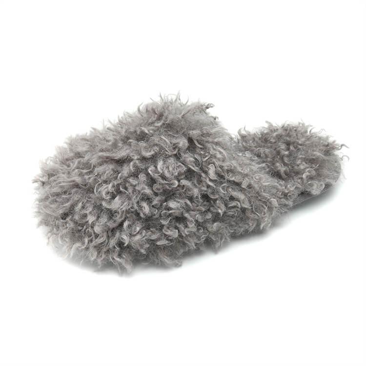 Warm colorful teddy fur indoor slipper for women