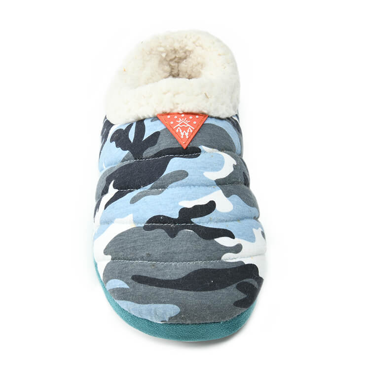 Men's winter soft cozy printed jersey home slippers