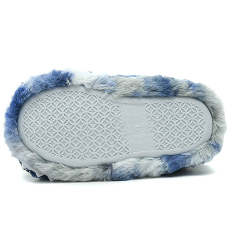 Cute blue fur embroidery slippers for kids