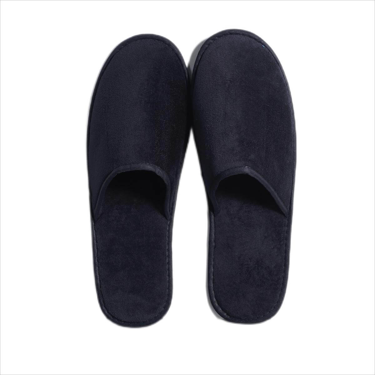 Comfortable blue suede fabric hotel slippers