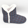 Checkered cotton fabric with the embroidered boot for women