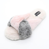 Soft furry open toe slippers for women