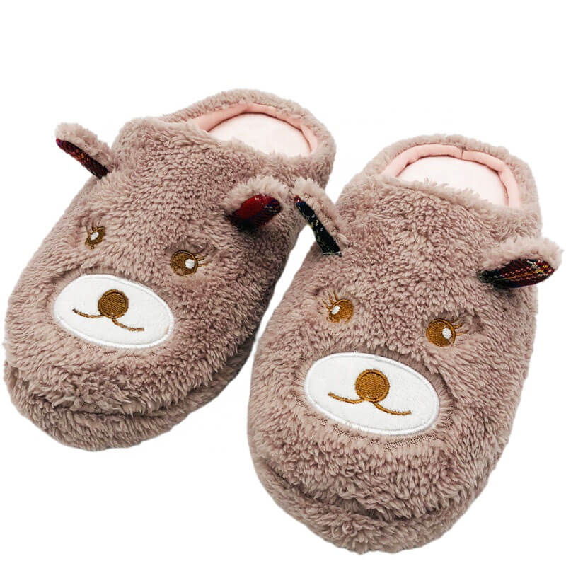 Winter kids cute cartoon bear printed slippers