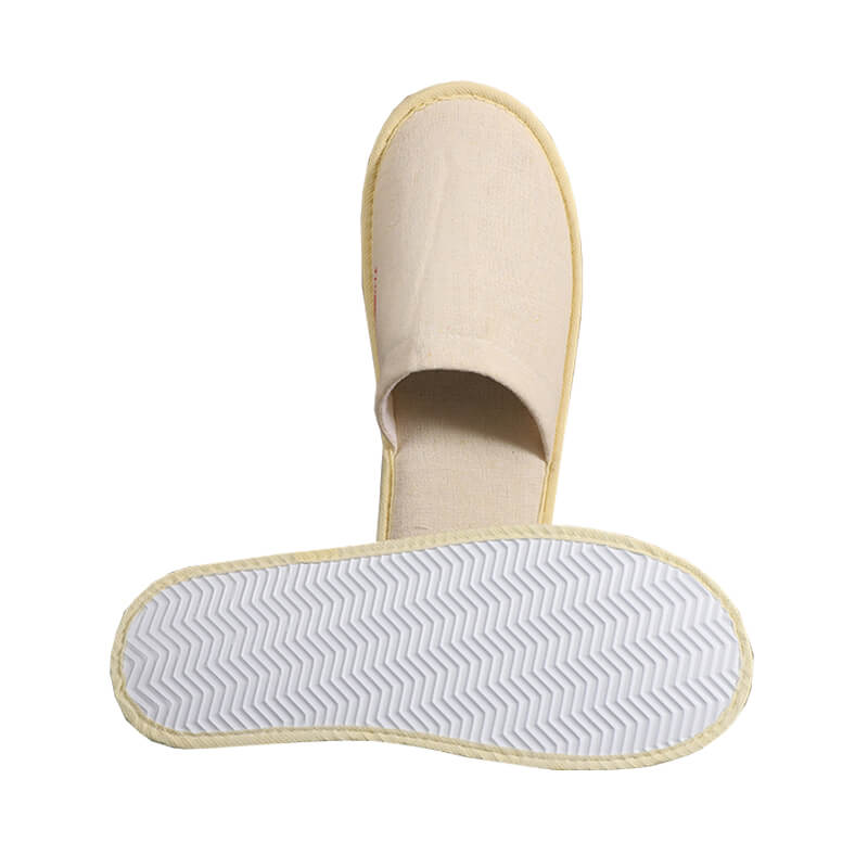 Custom logo comfy Linen cotton disposable hotel slippers