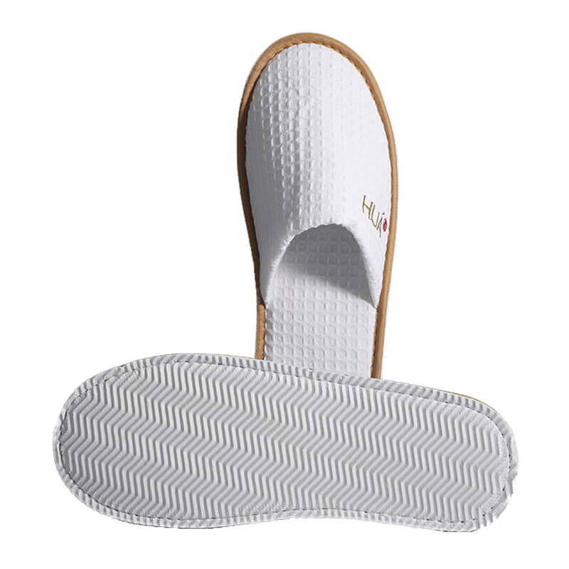 Slippers for custom hotel logo with white waffle