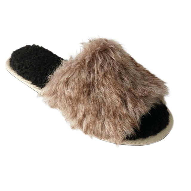 Open toe faux fur house slippers