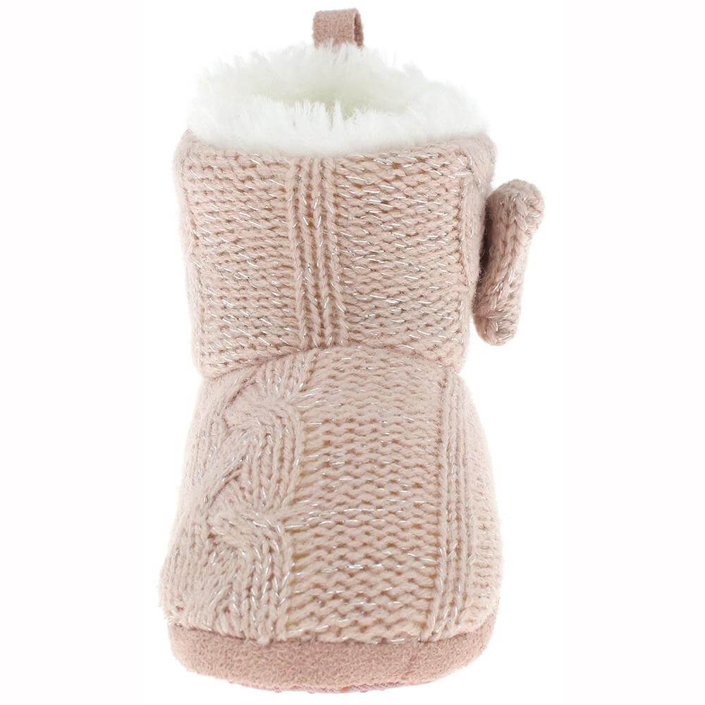 Infant metallic knit boot with bow trim