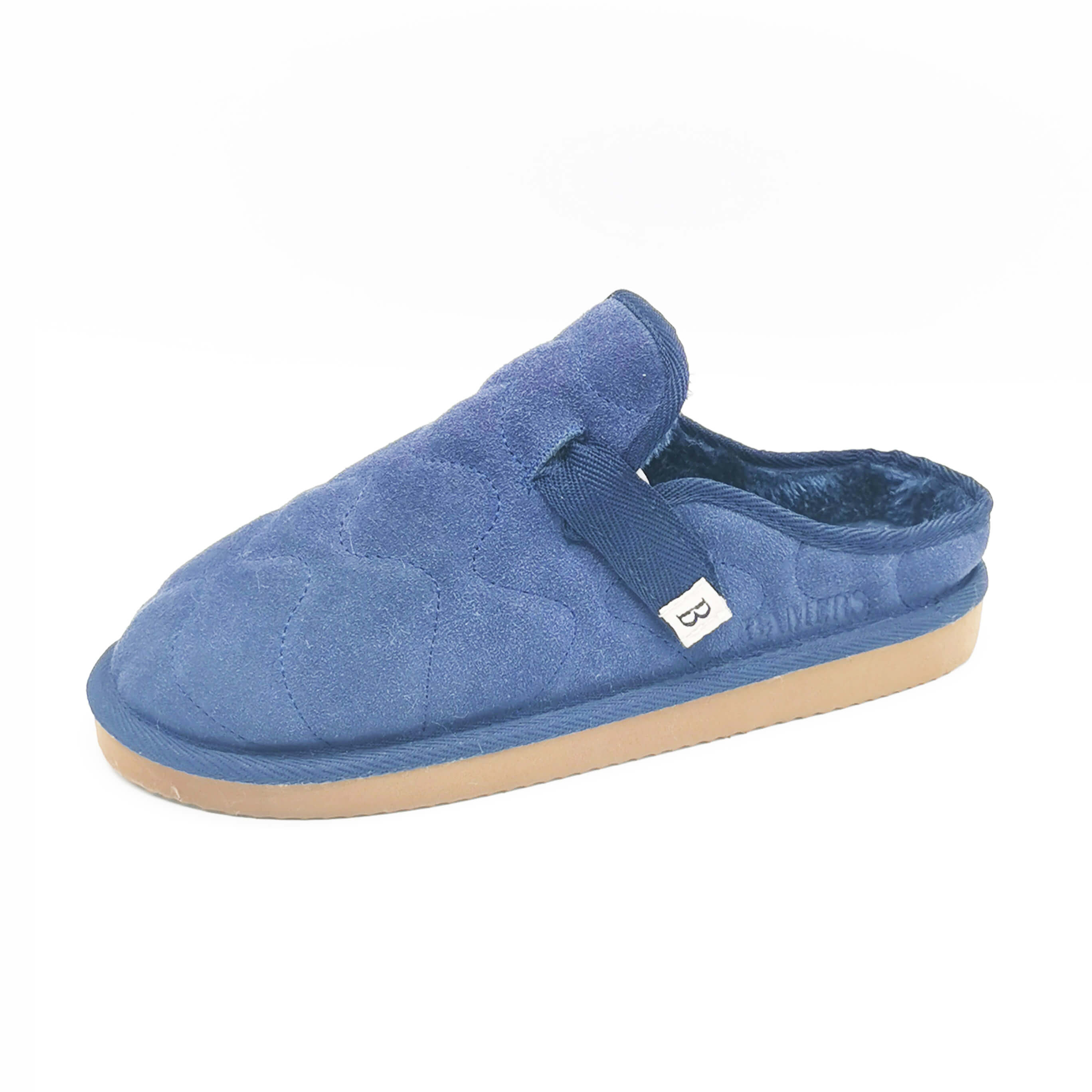 Blue polyester unisex indoor TPR sole durable warm lining slippers