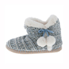 Ladies' knitted faux fur slipper boots with poms