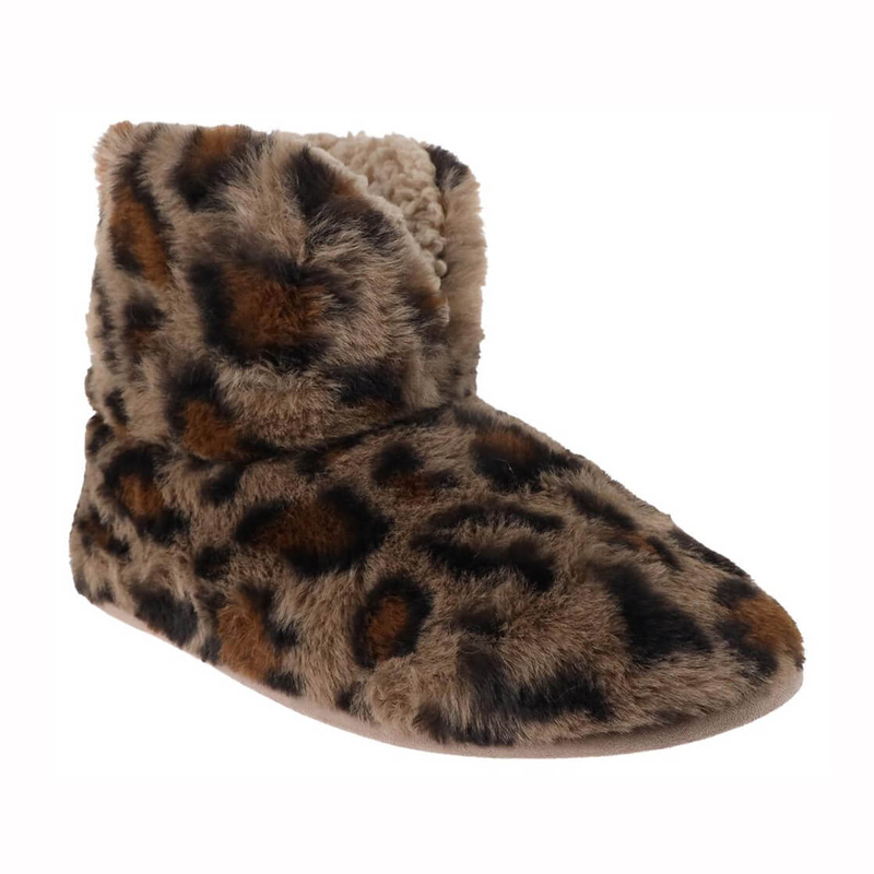 Leopard print faux fur upper and cotton fluff inner for women 