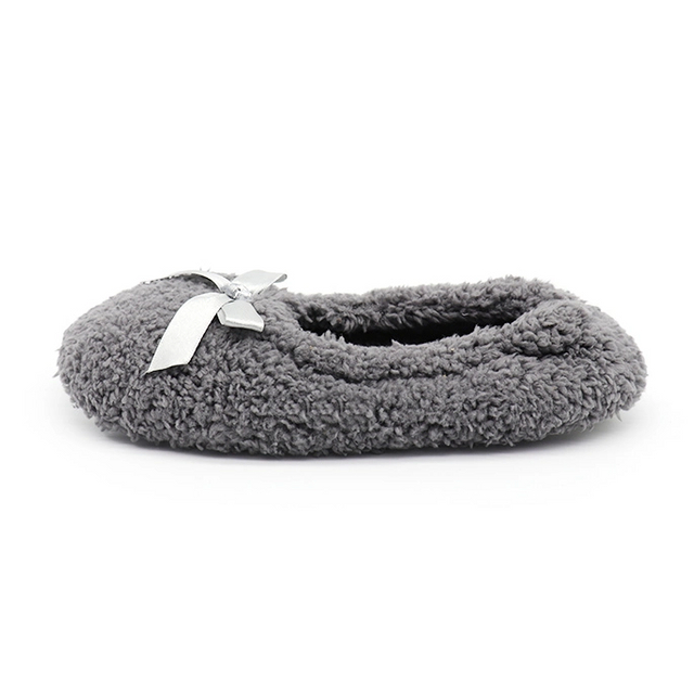 Bowknot sweet faux fur ballet slippers dancing shoe slippers