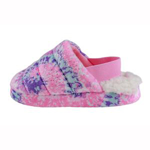 Tie-dye soft boa quilted slipper for girls