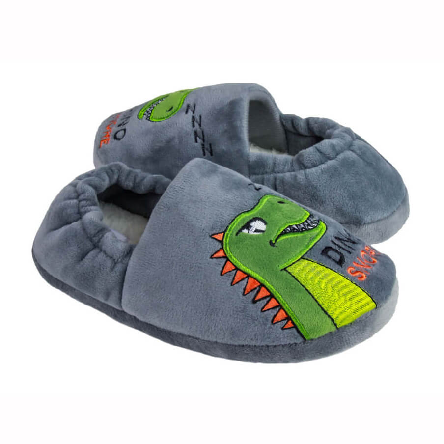 Boys dino snore soft warm slipper