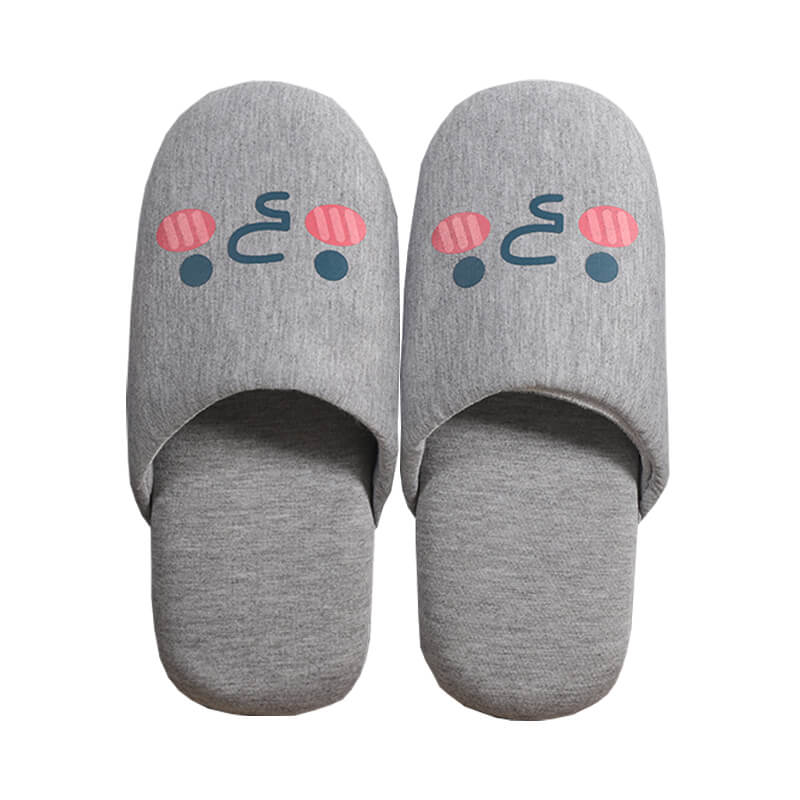 Closed toe spa washable linen grey hotel slippers