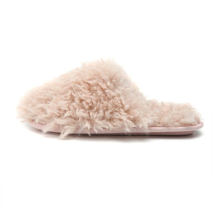 Warm colorful teddy fur indoor slipper for women