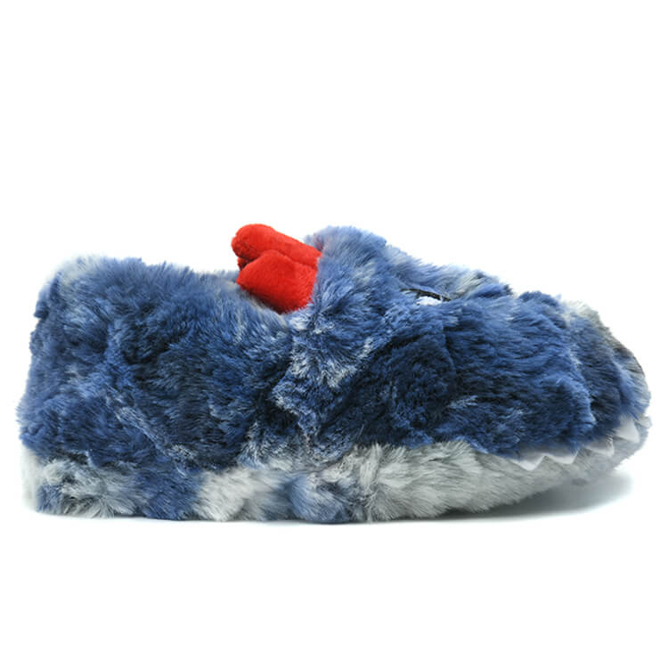 Cute blue fur embroidery slippers for kids