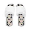 Pattern logo printing indoor faux fur open-toe SPA slides slippers