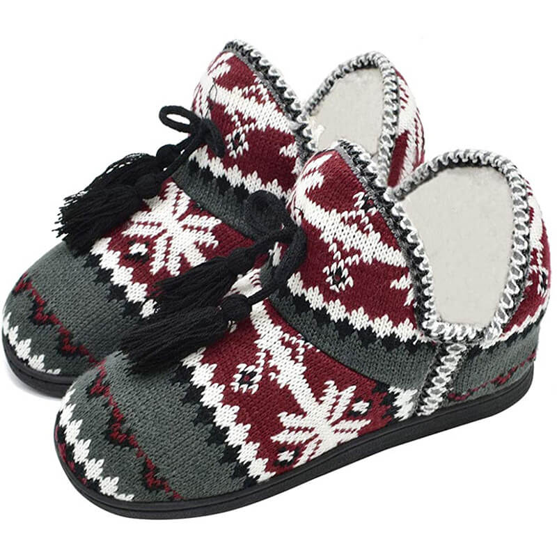 Comfort cable knit booties slippers for women