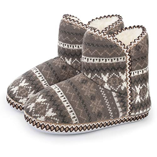 Winter soft cable knitted home bootie slippers for women