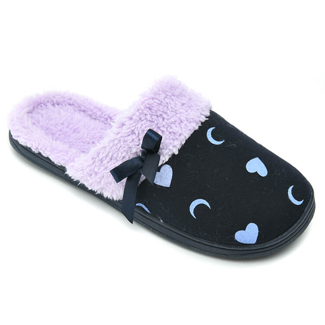 Women's indoor heart and moon printing slippers