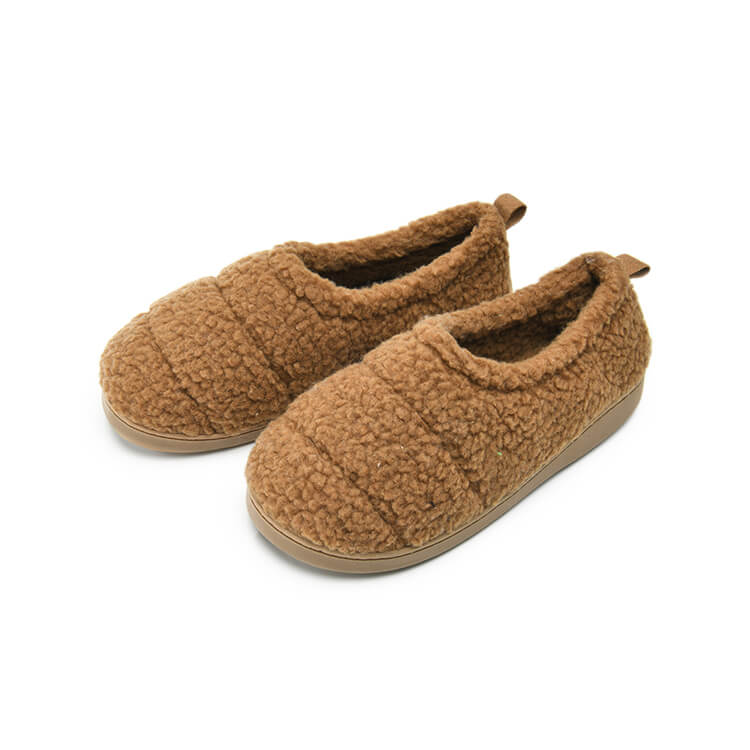 Warm thermal quilted borg imitation wool slipper shoes