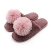 Home soft eco-friendly indoor slipper with fur ball