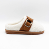 Beige teddy fleece slipper with EVA sole