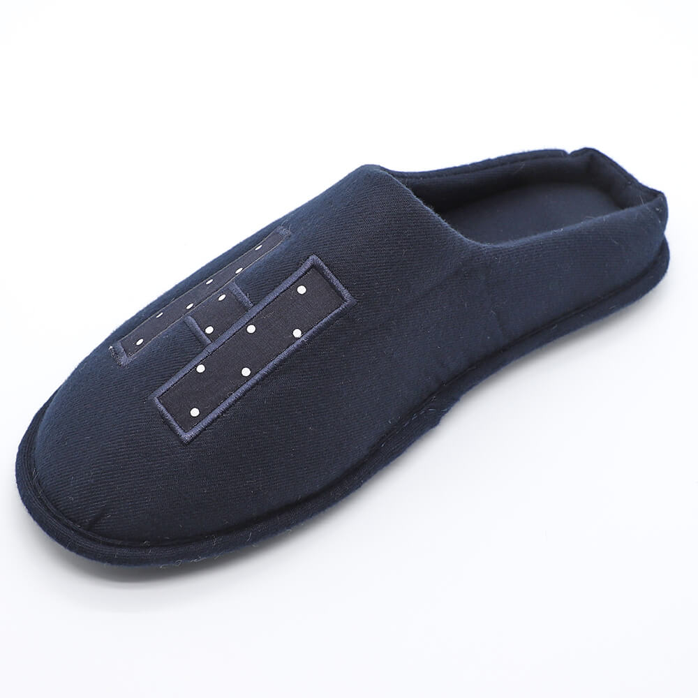 Customized logo cozy jersey house slippers for men