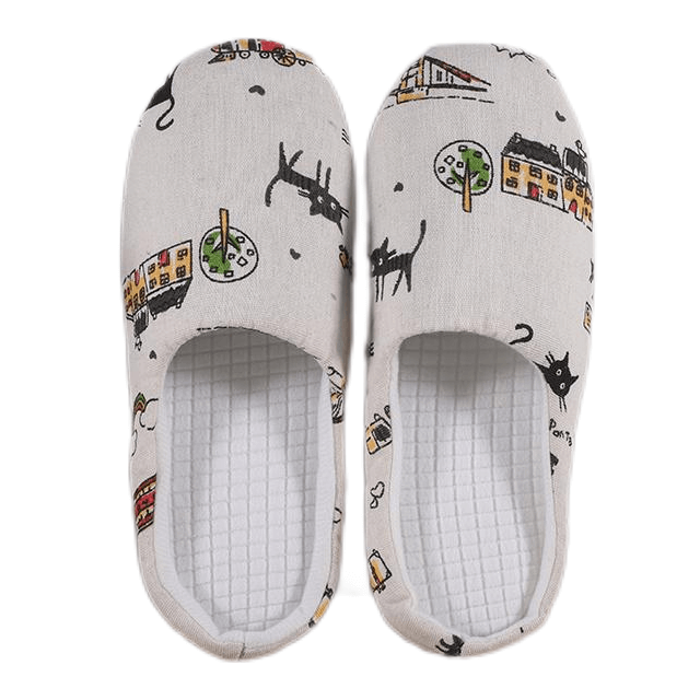 Eco-friendly printed linen travel slippers