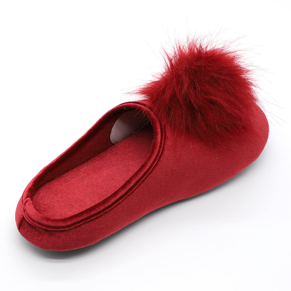 Good price rubber sole pompom indoor women slippers