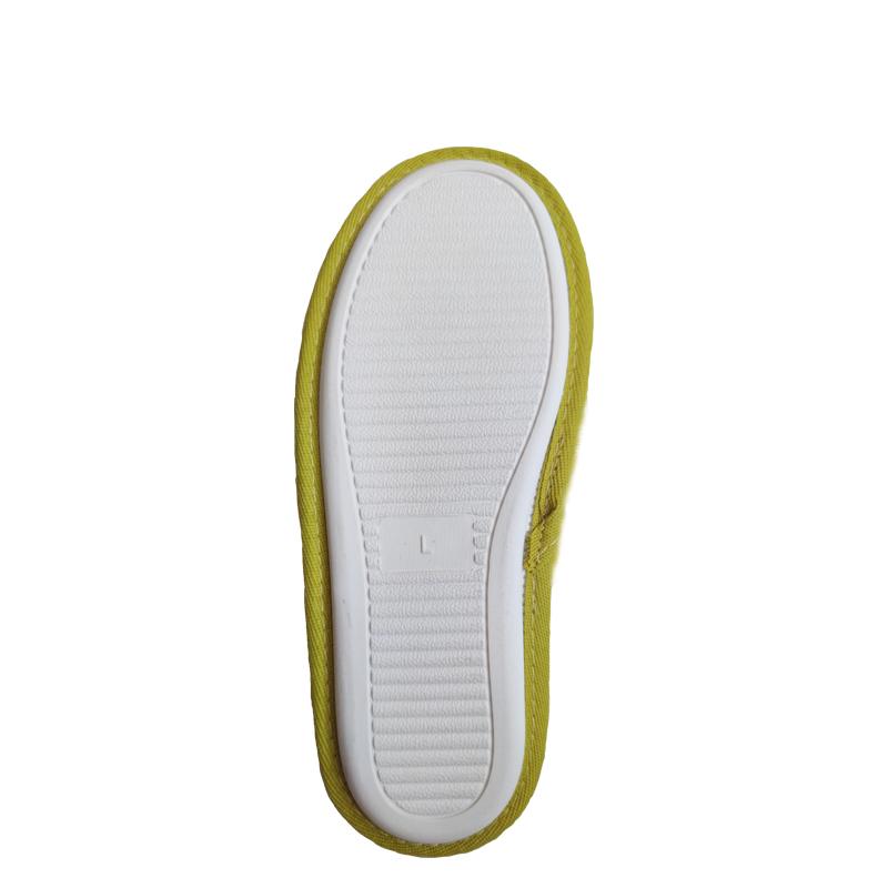 Yellow faux rabbit fur embroidered logo spa slippers