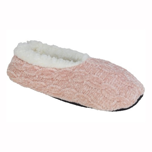 Ladies' cable knit chenille pull-on slipper socks