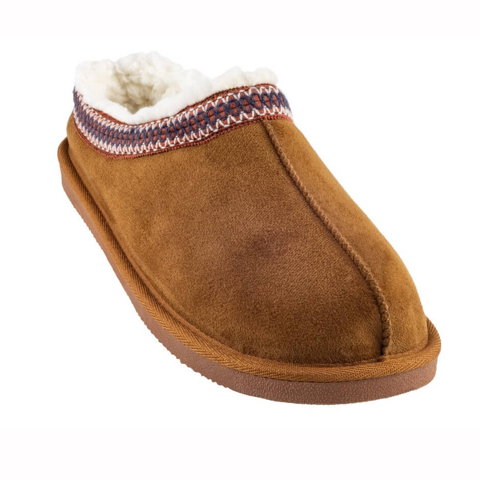 Men's faux suede moccasin with contrast whipstitching