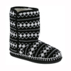 Ladies black and white diamond knitted slipper boot