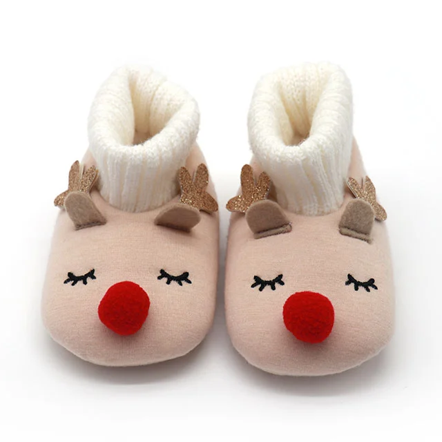 Elk pattern toddler winter home baby slipper