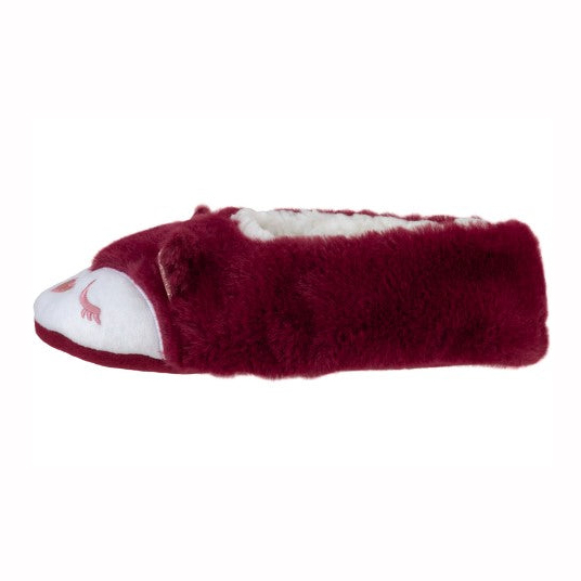 Ladies fox faux fur pull-on slipper socks with 3d ears