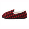 Ladies quilted buffalo plaid scuff with faux fur lining slipper