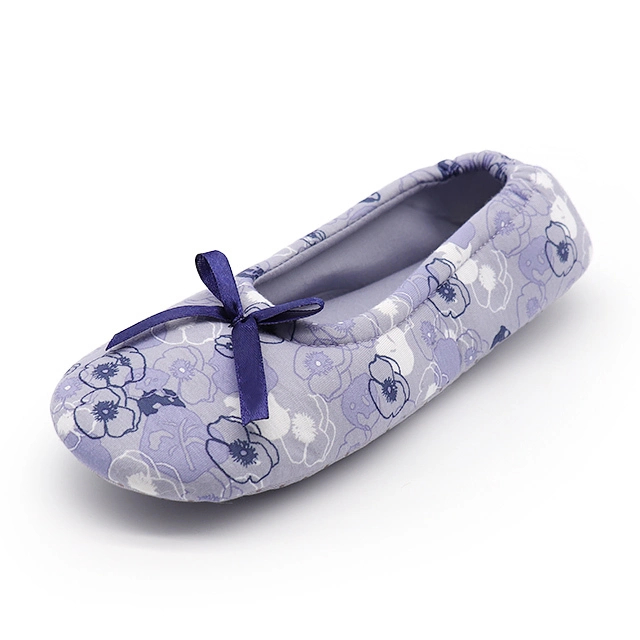 Home bow super soft non-slip printing bedroom ballet slippers