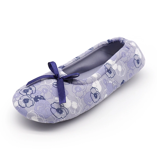 Home bow super soft non-slip printing bedroom ballet slippers