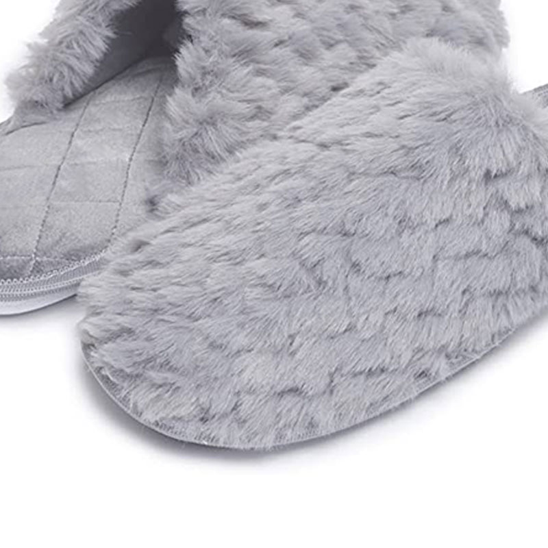 Lady fluffy faux fur slides house slippers