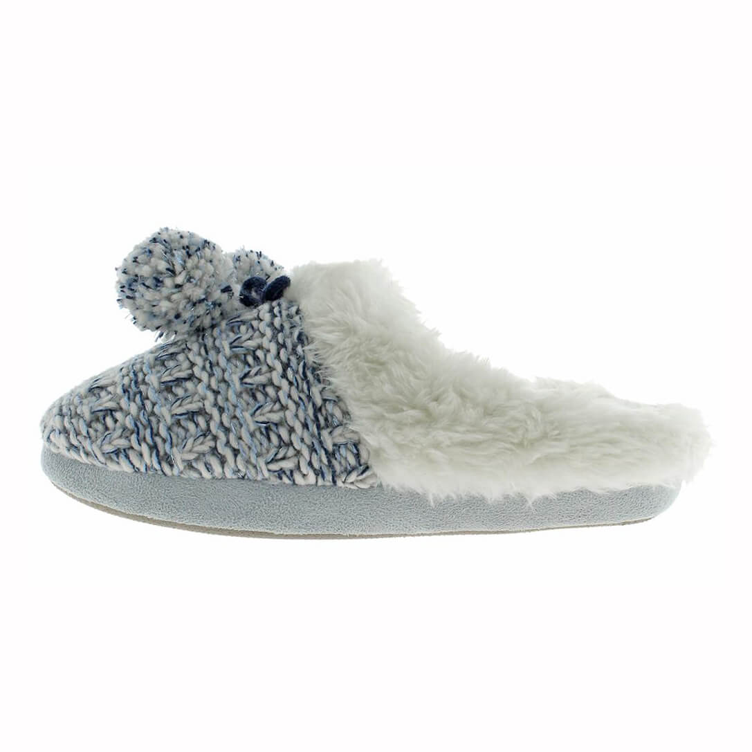 Women's knitted slip-on slipper with boms