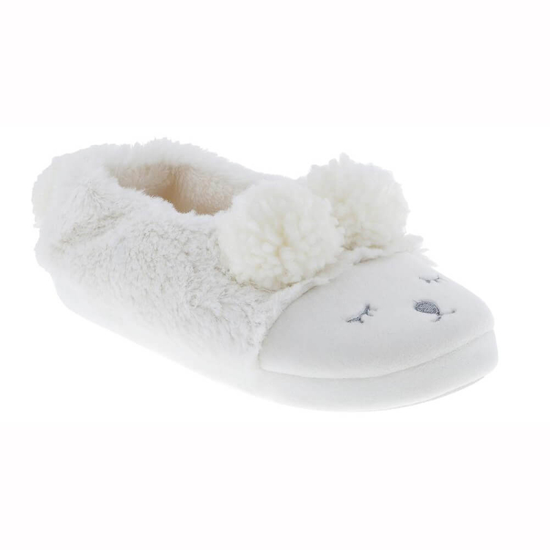 Women's faux fur sleeping lamb moccasin slipper