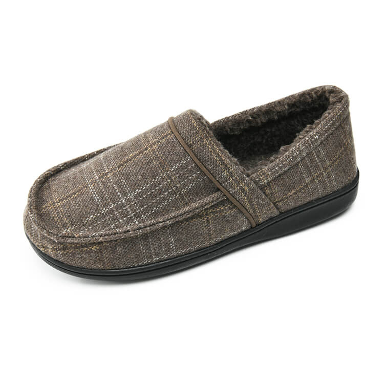 High quality check house bedroom indoor men's slippers