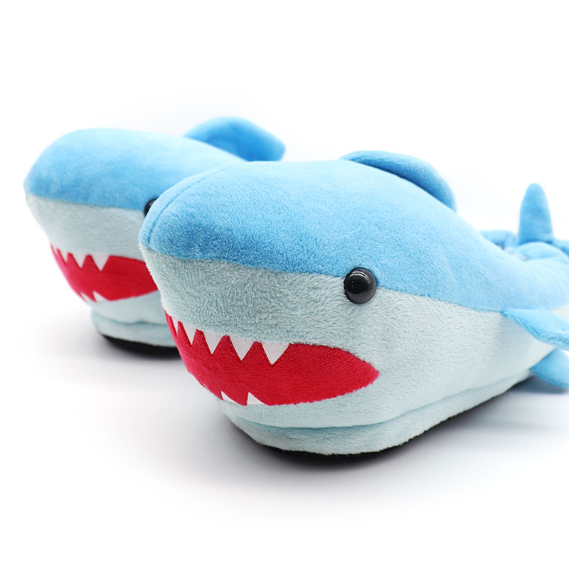 Animal soft shark plush indoor slippers